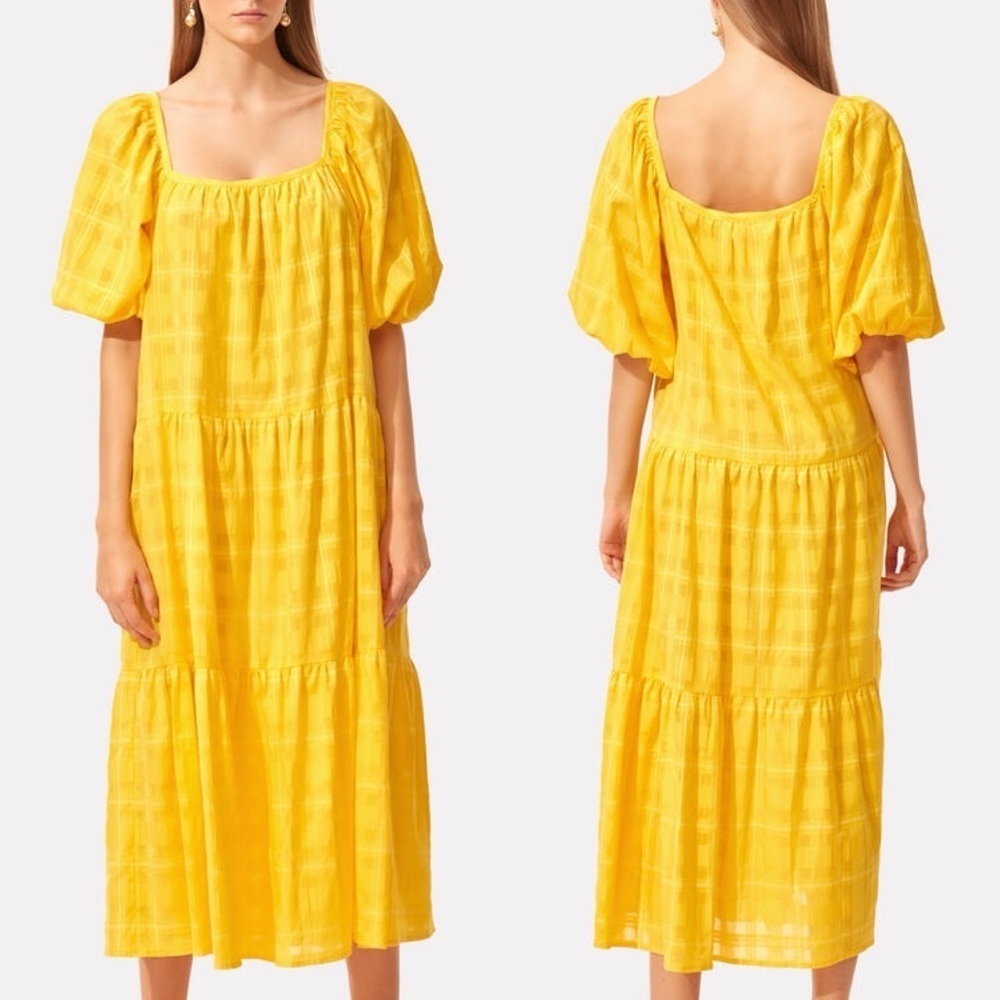 NWOT Solid & Striped Peasant Puff Sleeve Midi Dress